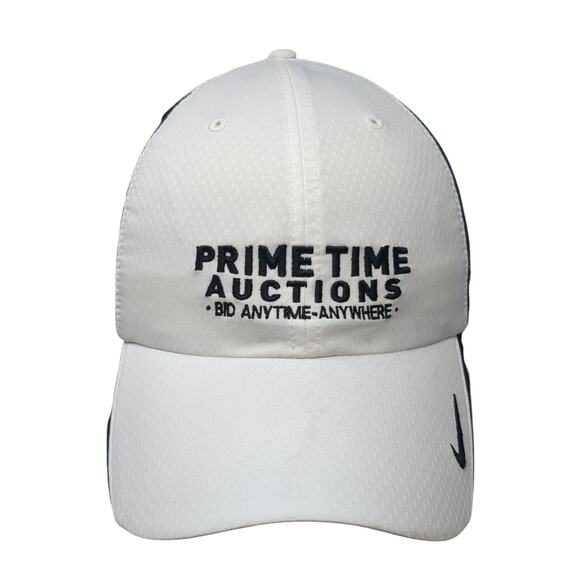 Prime Time Auctions Bid Anytime Anywhere Baseball Cap White OS Adjustable Nike - Picture 1 of 9